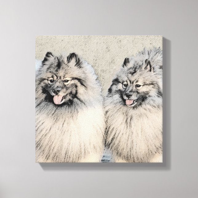 Toile Peinture Keeshond Brothers - Art Chien original (Recto)