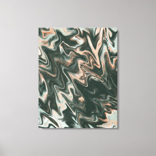 Toile Peinture Liquide Artistique Verte Marbrée Psychédé