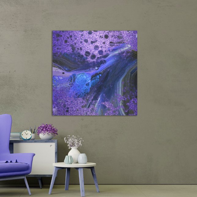 Toile Peinture Marbrée Pailletée Violette Abstraite Tend (Créateur téléchargé)
