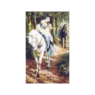 Toile Peinture médiévale de chevalier de cheval blanc de