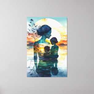 toile peinture mère et ses deux fils.p