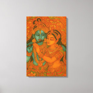 Toile Peinture murale de Radha Krishna du Kerala