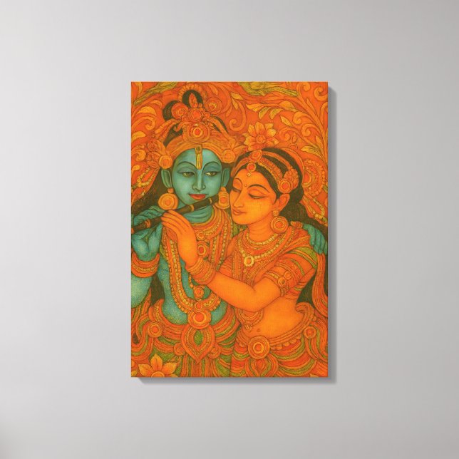 Toile Peinture murale de Radha Krishna du Kerala (Recto)