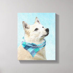 Toile Peinture norvégienne Buhund - jolie art original c