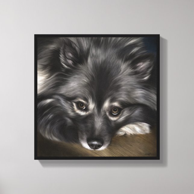 Toile Peinture numérique Keeshond intitulée "Glamour" (Recto)