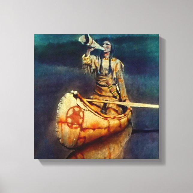 Toile Peinture occidentale de N C Wyeth «The Moose Call» (Recto)