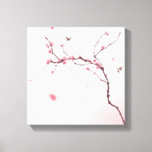 Toile Peinture orientale de style, fleurs de cerisier