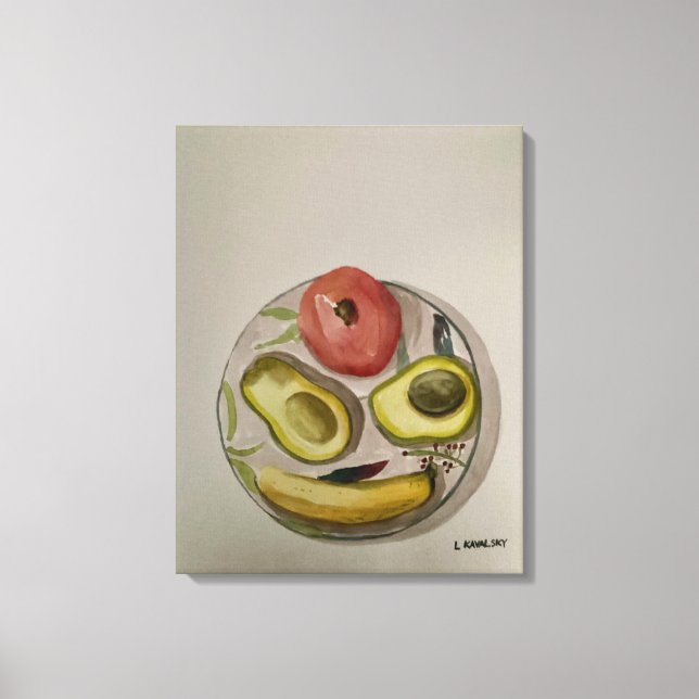 Toile Peinture originale aquarelle "Love My Fruit" (Recto)