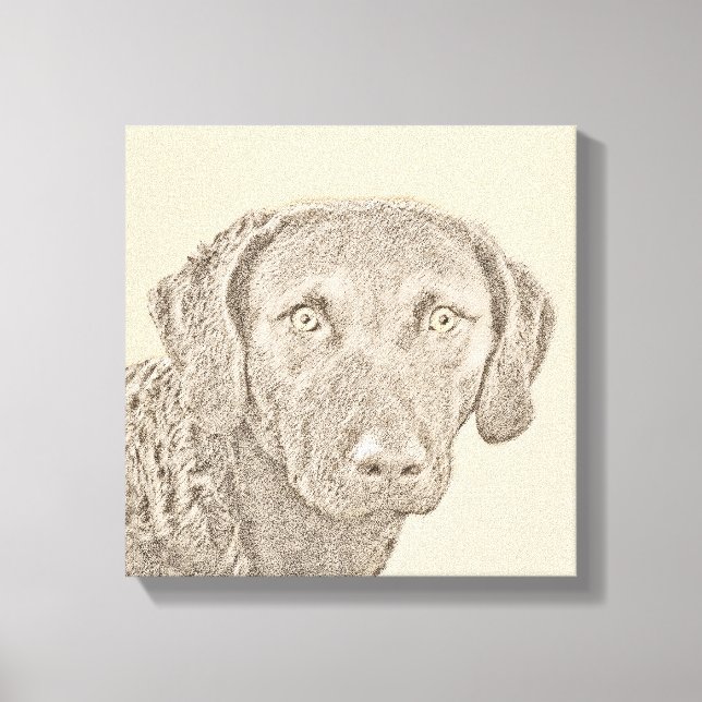 Toile Peinture originale de chien par Retriever de Chesa (Recto)
