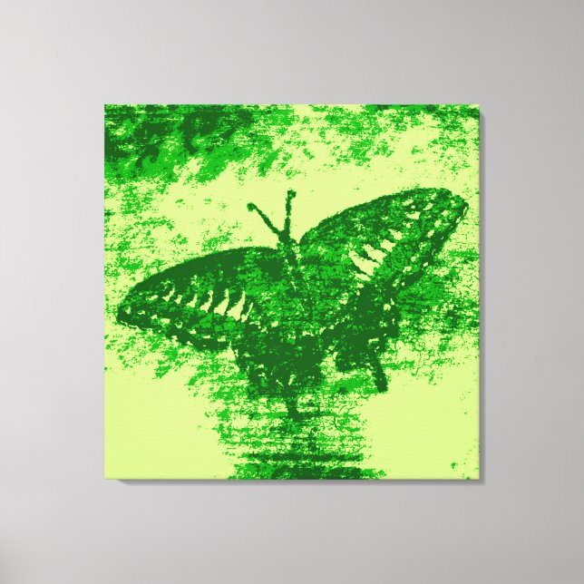 Toile Peinture papillon vert Art Monet (Recto)