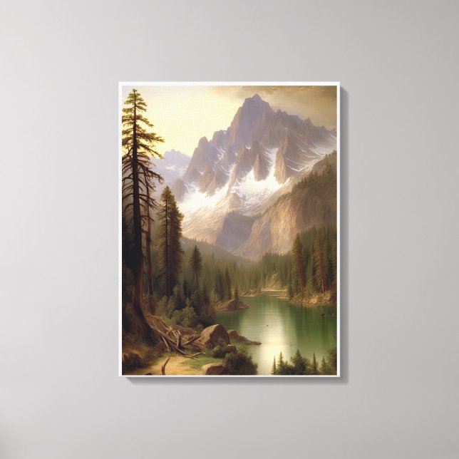 Toile Peinture paysagère du lac Snowy Mountain (Recto)