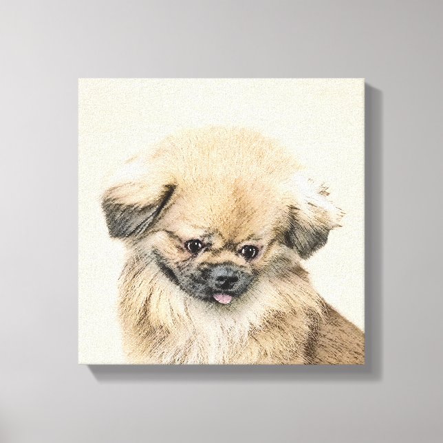 Toile Peinture Pekingese - Cute Original Chien Art (Recto)