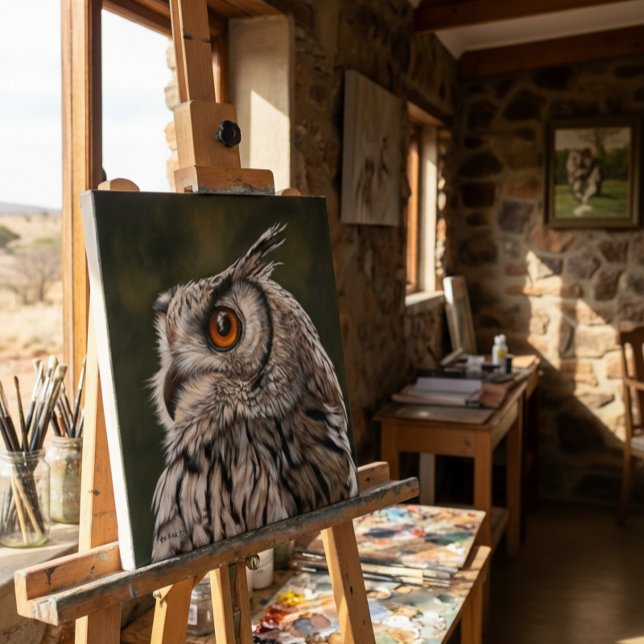 Toile Peinture Petit Hibou Sage (On Easel (size may vary))