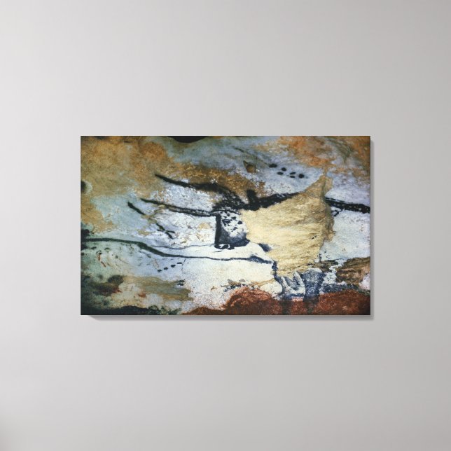 Toile Peinture rocheuse d'un taureau aux longues cornes (Recto)