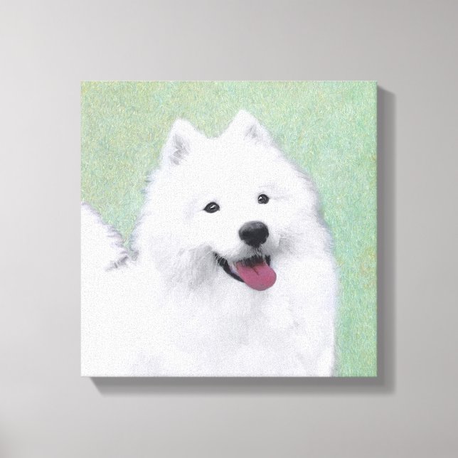 Toile Peinture Samoyed - Cute Original Chien Art (Recto)