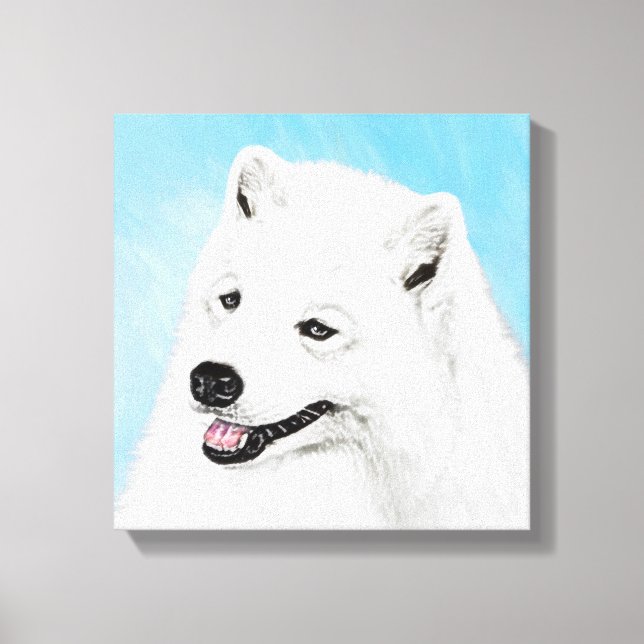 Toile Peinture Samoyed - Cute Original Chien Art (Recto)