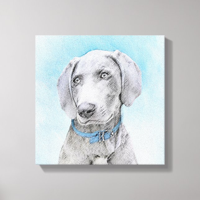 Toile Peinture Weimaraner - Joli art original chien (Recto)