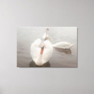 Toile Peintures Aquarelles Modernes Élégantes Cygnes Sur