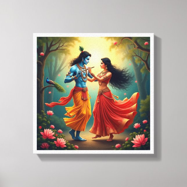 Toile Peintures spirituelles Radha Krishna 🌺🎶. (Recto)