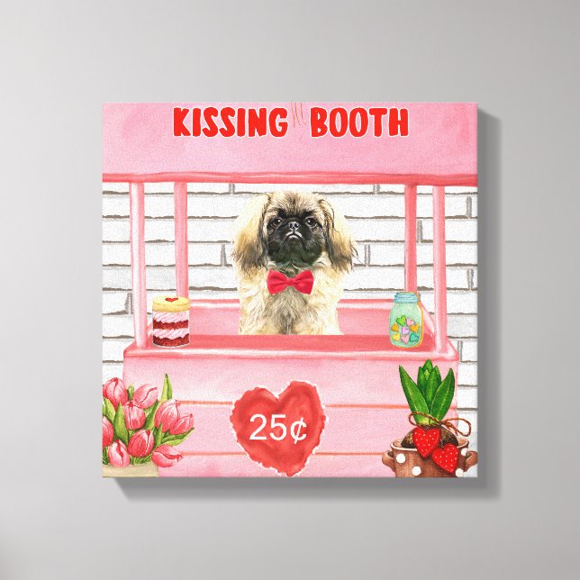 Toile pekingese Chien Valentine's Day Kissing Booth (Recto)
