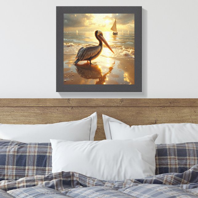 Toile Pelican in the morning glow of sunrise (Insitu(Chambre))