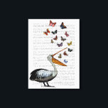 Toile Pelican & Papillons<br><div class="desc">Pelican & Papillons par Fab Funky. Présente des papillons qui volent de la bouche d'un pélican. | 190004D</div>