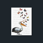 Toile Pelican & Papillons<br><div class="desc">Pelican & Papillons par Fab Funky. Présente des papillons qui volent de la bouche d'un pélican. | 190004D</div>
