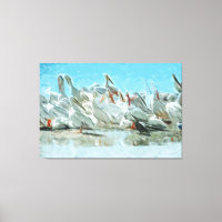 Pélicans blancs et cormorans Abstraits