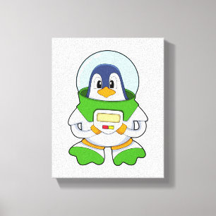 Toile Penguin en astronaute costume