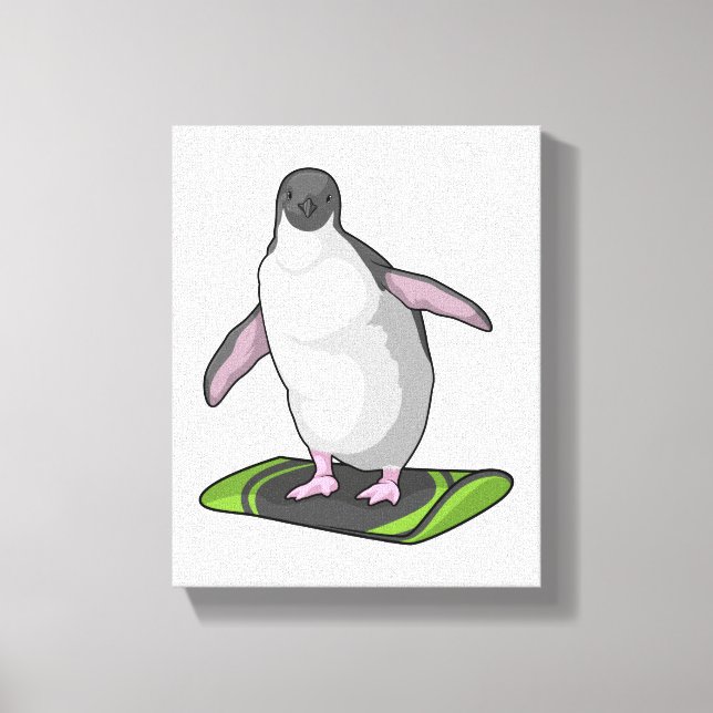 Toile Penguin en Snowboardeur avec Snowboard (Recto)