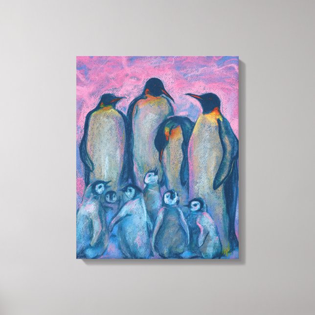 Toile Penguins empereurs, Oiseaux de l'Antarctique Paren (Recto)
