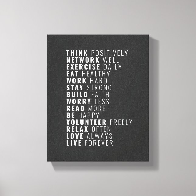 Toile Penser positivement | devis inspirant (Recto)