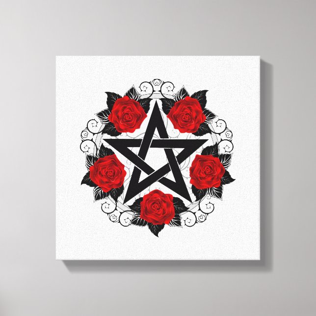 Toile Pentagramme aux roses rouges (Recto)