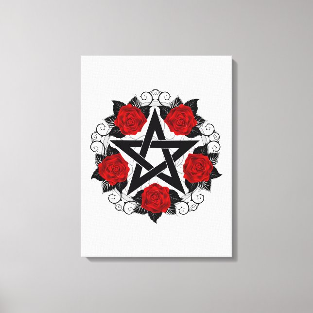 Toile Pentagramme aux roses rouges (Recto)