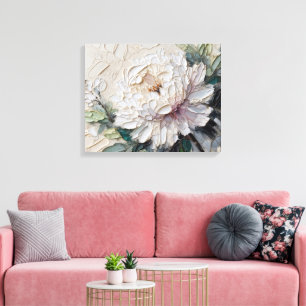 Toile Peony blanc Impasto Art