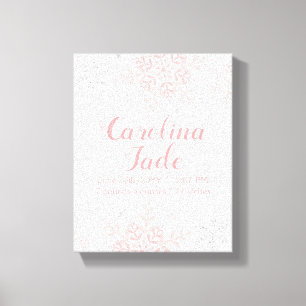 Toile Pépinière rose Flocon de neige Statistiques bébé W