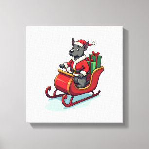 Toile Père Noël à cheval Pitbull