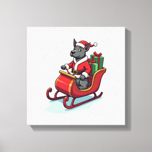 Toile Père Noël à cheval Pitbull (Recto)