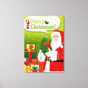 Toile Père Noël avec cadeaux