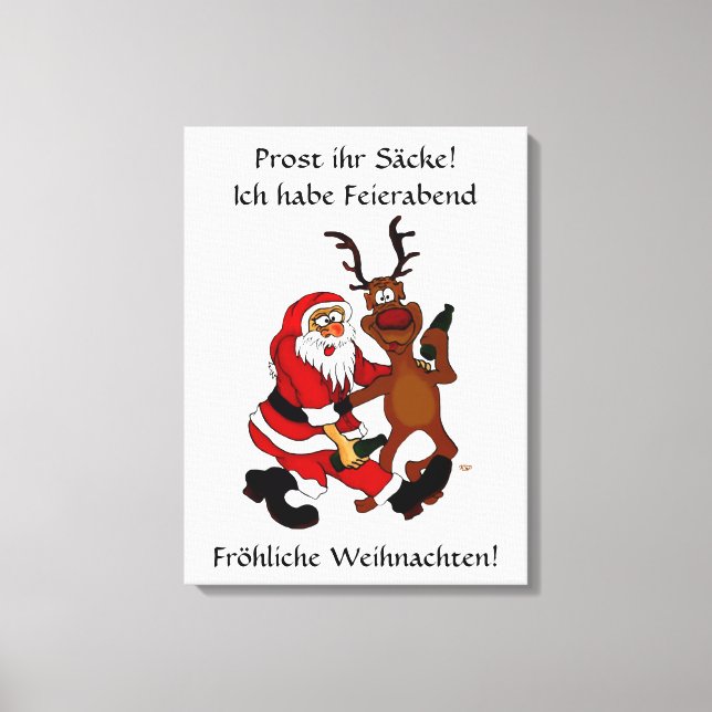 Toile Père Noël avec élan - À votre santé, les imbéciles (Recto)
