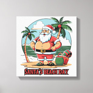 Toile Père Noël avec une touche – Jour de plage