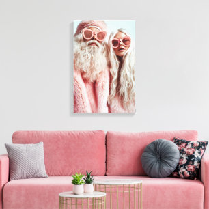 Toile Père Noël Chic Mr & Mrs Claus Tournent Têtes au Fe