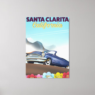 Toile Père Noël Clarita, affiche de voyage en Californie
