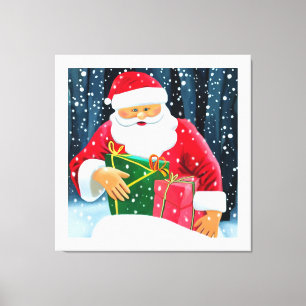 Toile Père Noel dans la neige - Santa in the snow