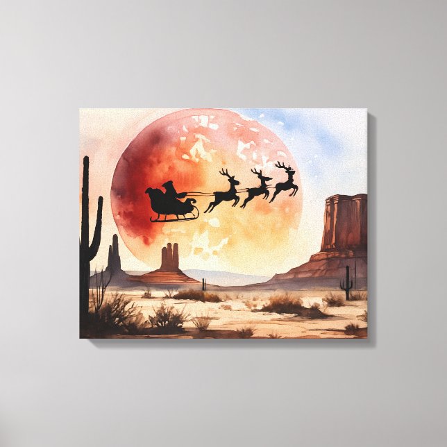 Toile Père Noël Desert Ride - Noël occidental (Recto)