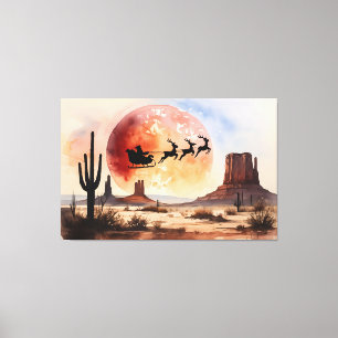 Toile Père Noël Desert Ride - Noël occidental