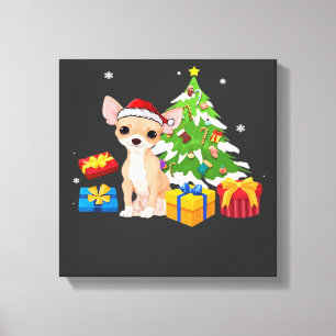 Toile Père Noël drôle Chihuahua Chien Arbre de Noël Cade