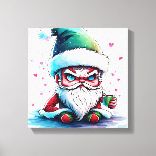 Toile Père Noël en colère avec une coupe de café