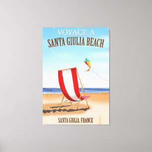Toile Père Noël Giulia Beach poster de voyage Vintage en