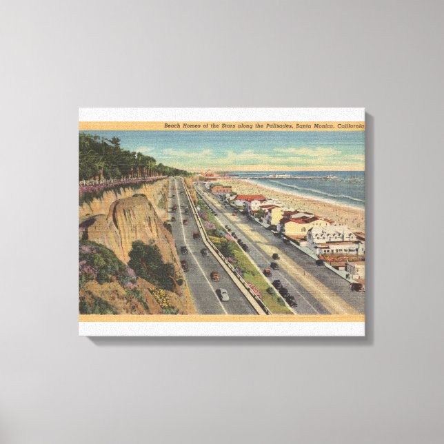 Toile Père Noël Monica, CA - Scène De Plage Le Long Des  (Recto)